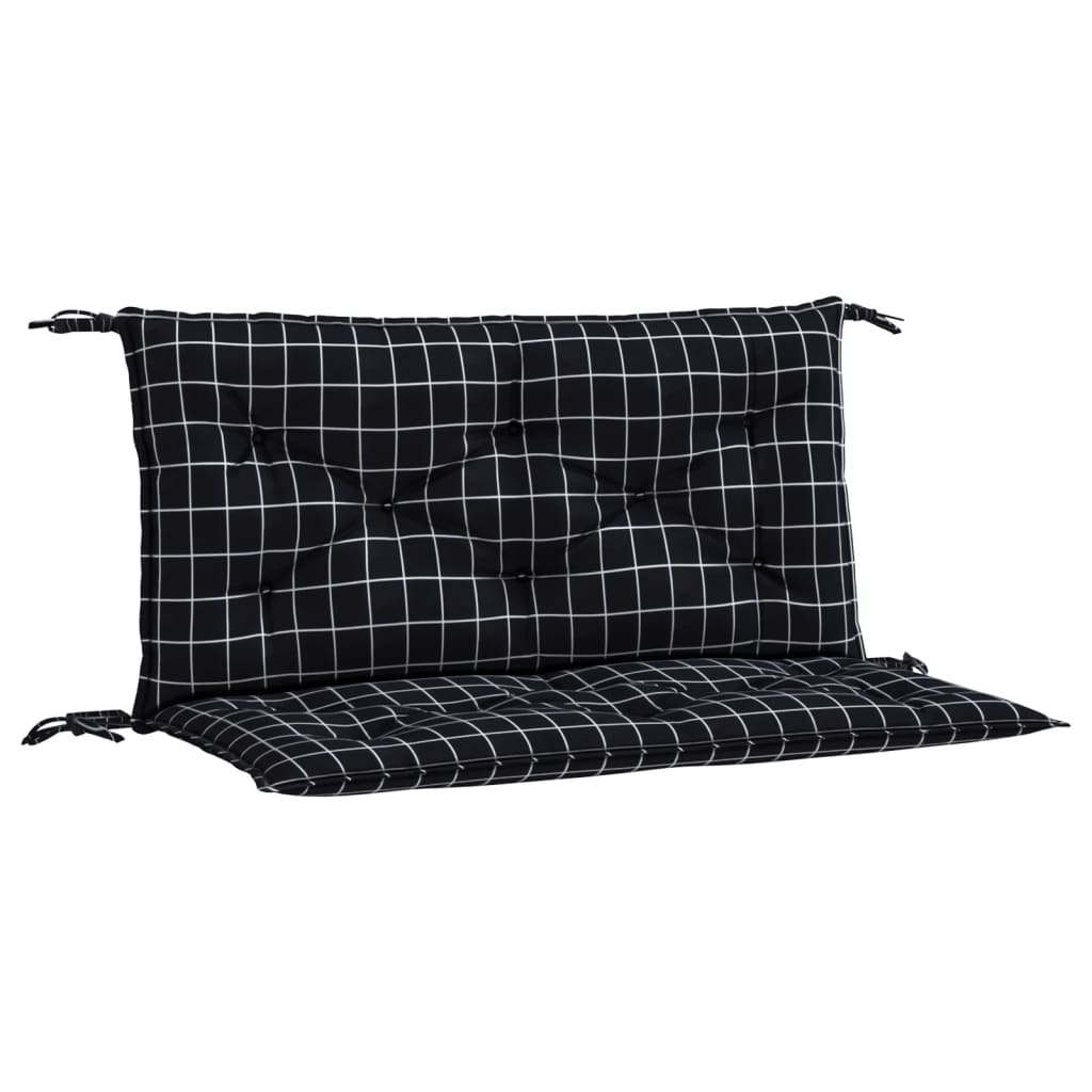 Perne bancă de grădină 2 buc. negru carouri 100x50x7 cm textil