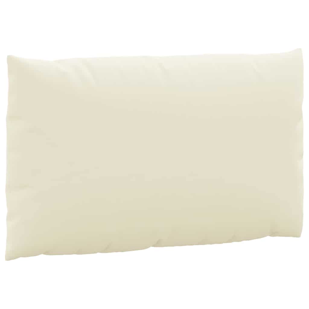 Perne de canapea din paleți, 3 buc., alb crem, material textil