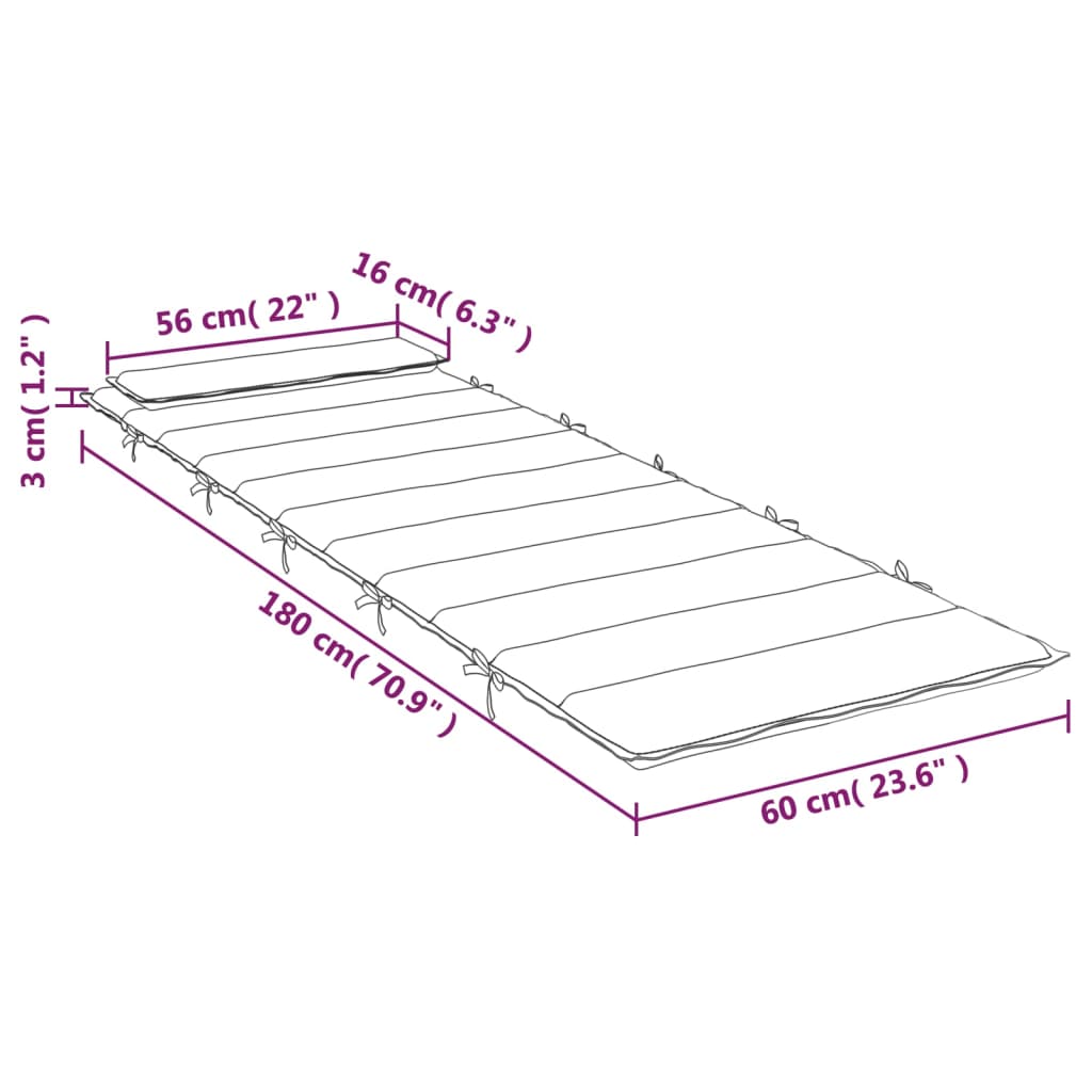 Pernă pentru șezlong, multicolor, 180x60x3 cm, material Oxford