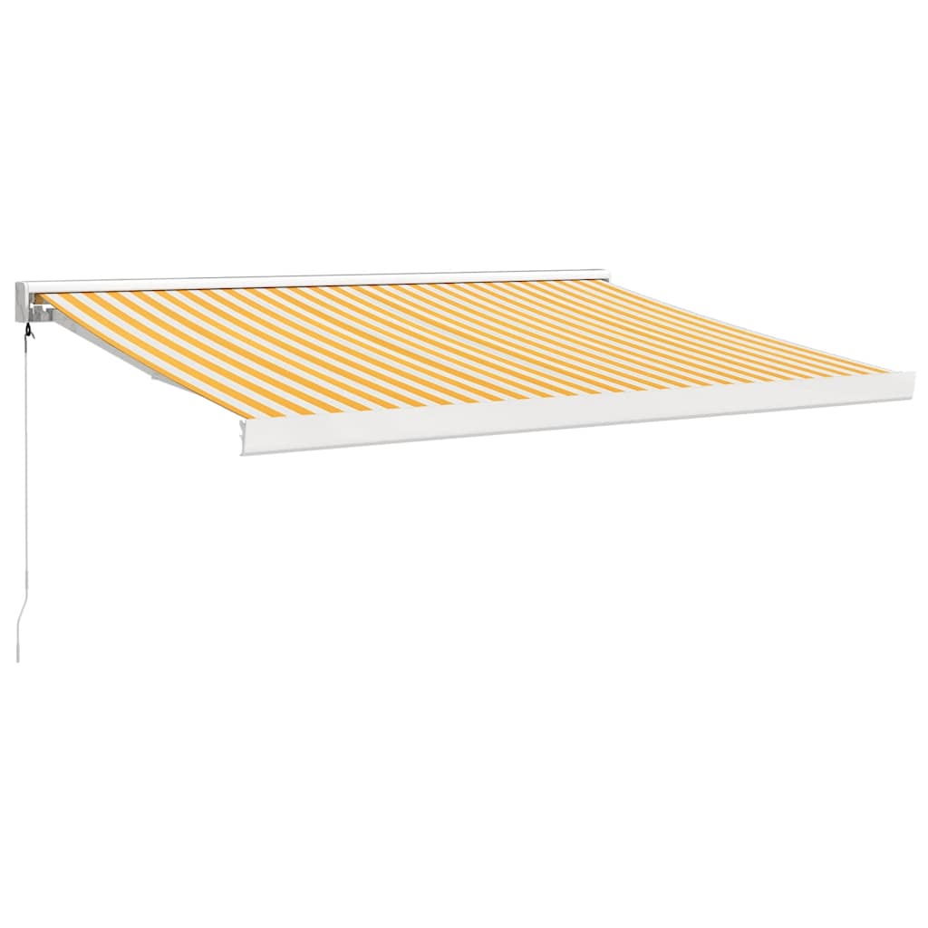Copertină retractabilă, galben/alb, 3x2,5 m, textil/aluminiu