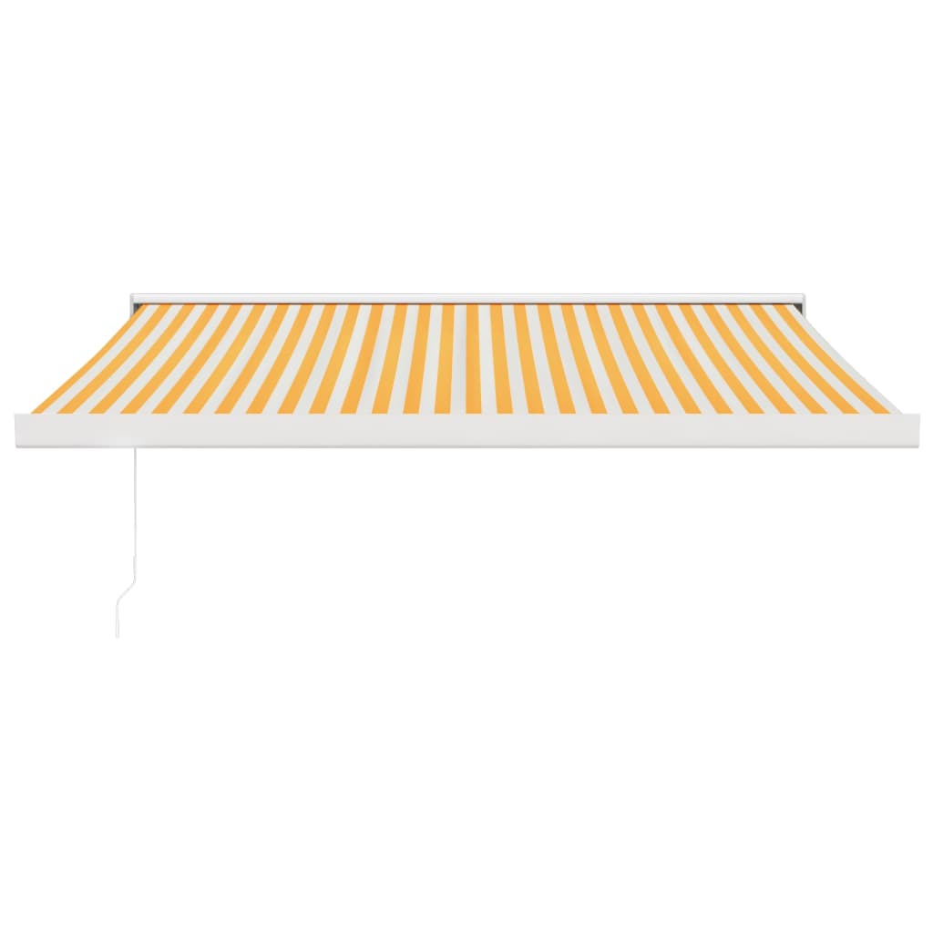 Copertină retractabilă, galben/alb, 3x2,5 m, textil/aluminiu