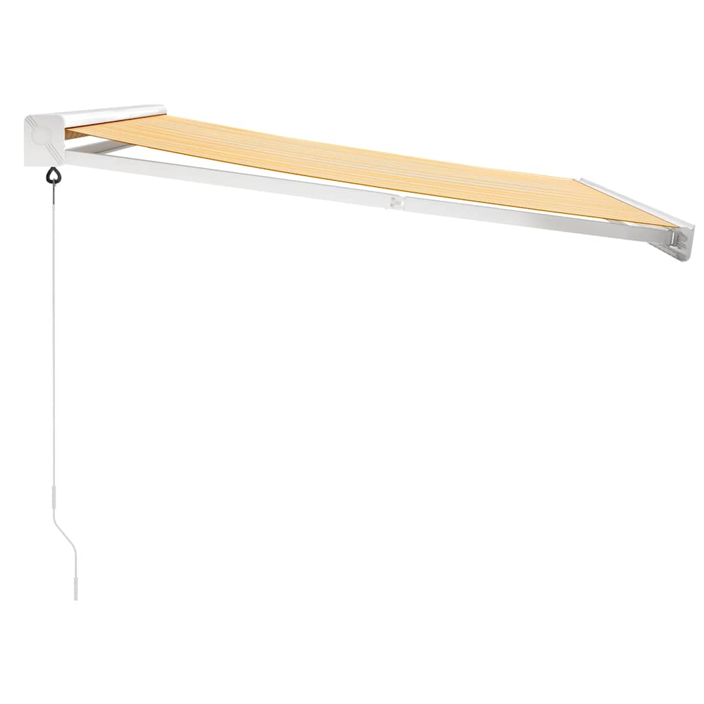 Copertină retractabilă, galben/alb, 3x2,5 m, textil/aluminiu