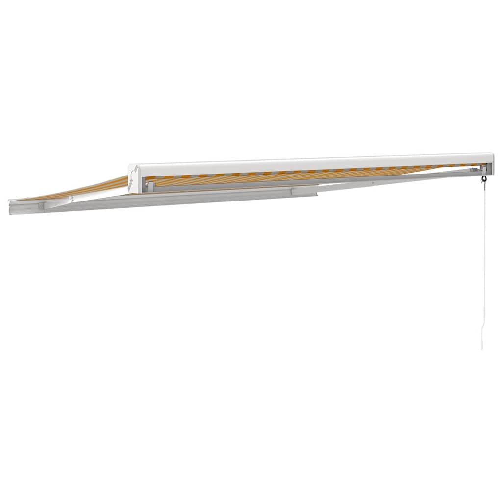 Copertină retractabilă, galben/alb, 3x2,5 m, textil/aluminiu