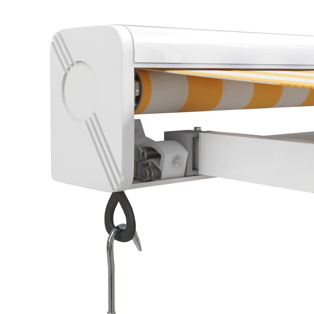 Copertină retractabilă, galben/alb, 3x2,5 m, textil/aluminiu