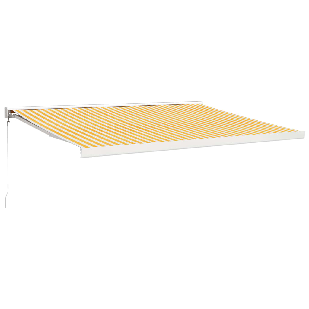 Copertină retractabilă galben și alb, 4x3 m, textil și aluminiu