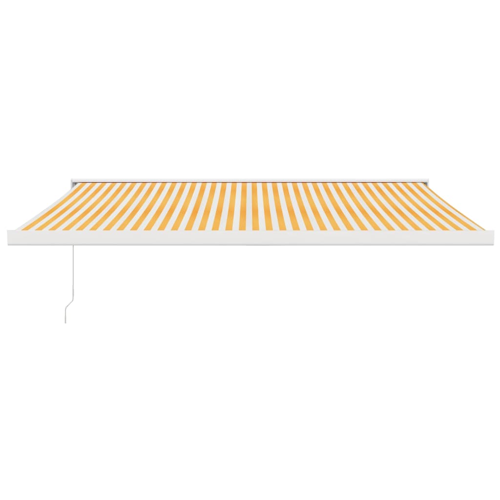 Copertină retractabilă galben și alb, 4x3 m, textil și aluminiu