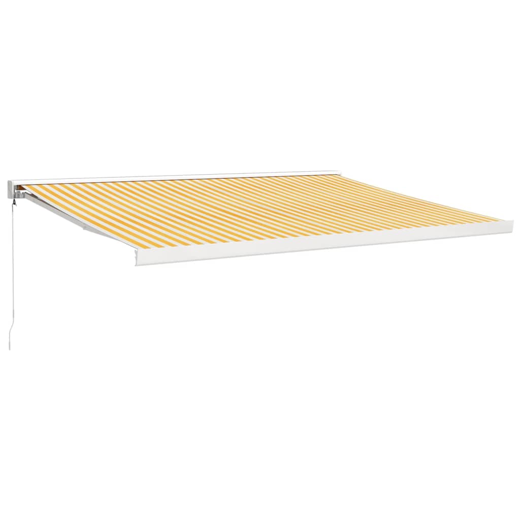 Copertină retractabilă, galben/alb, 4,5x3 m, textil/aluminiu