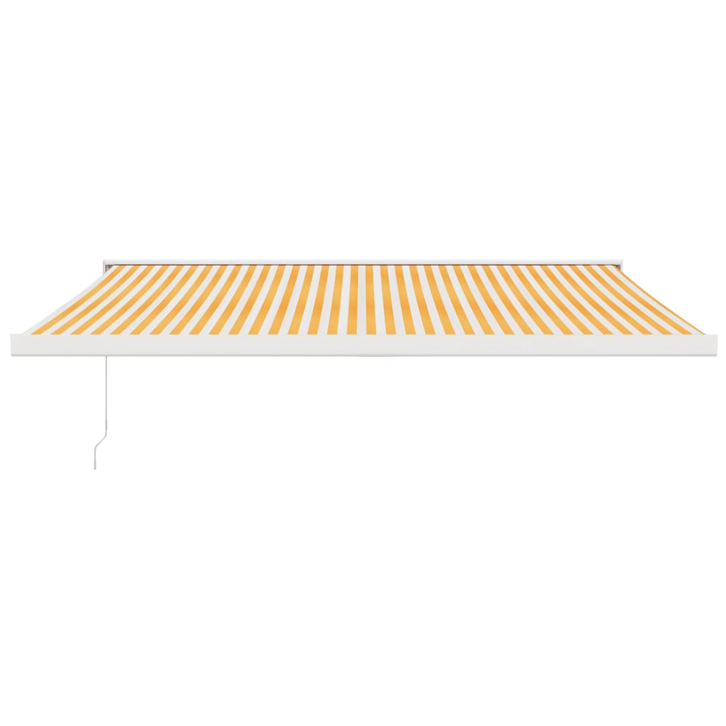 Copertină retractabilă, galben/alb, 4,5x3 m, textil/aluminiu