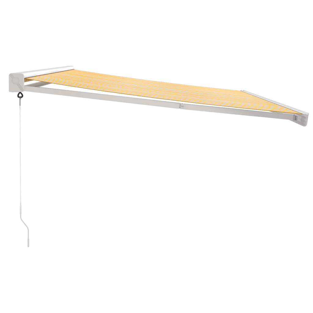 Copertină retractabilă, galben/alb, 4,5x3 m, textil/aluminiu