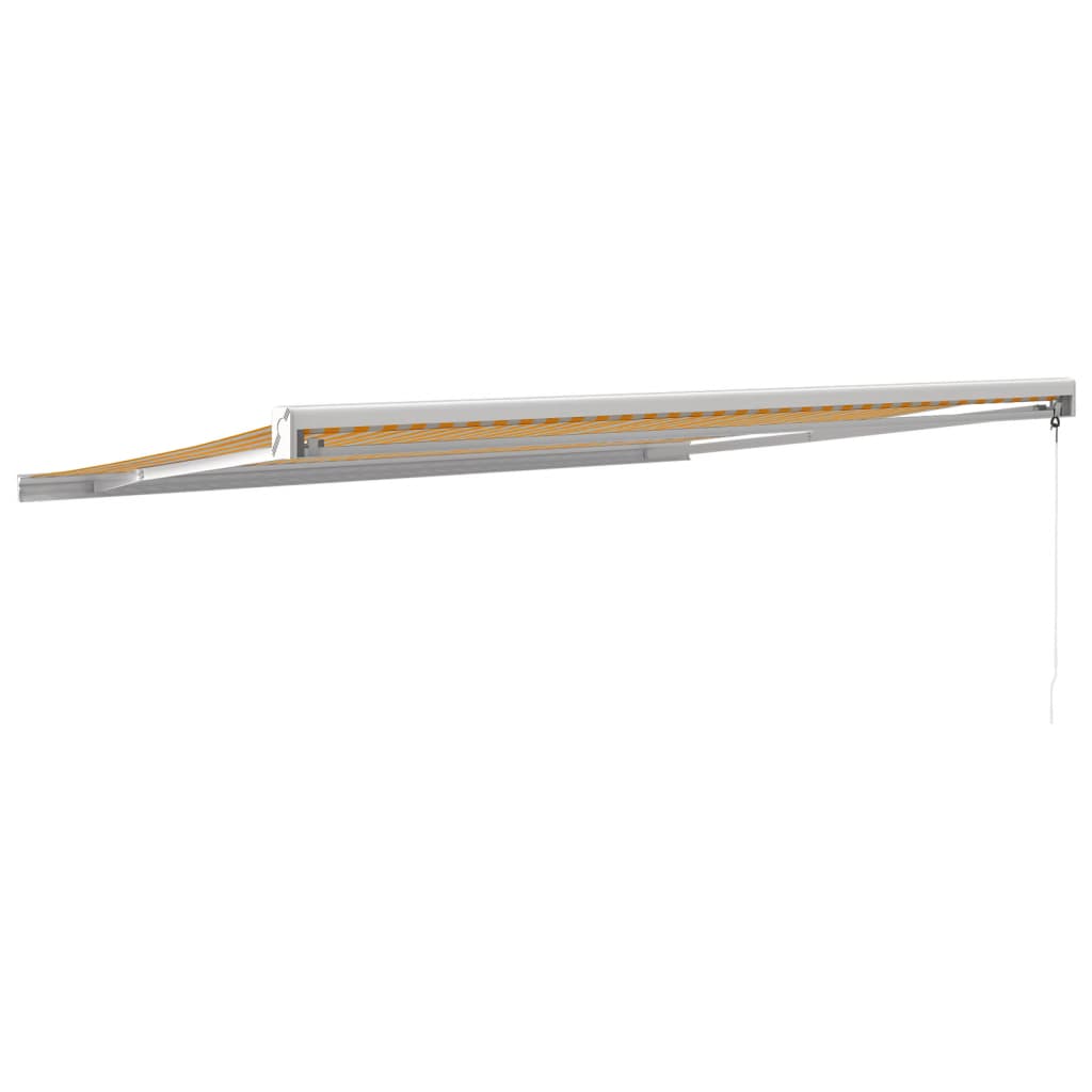 Copertină retractabilă, galben/alb, 4,5x3 m, textil/aluminiu