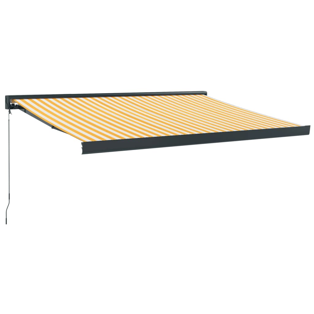 Copertină retractabilă, galben/alb, 3x2,5 m, textil/aluminiu