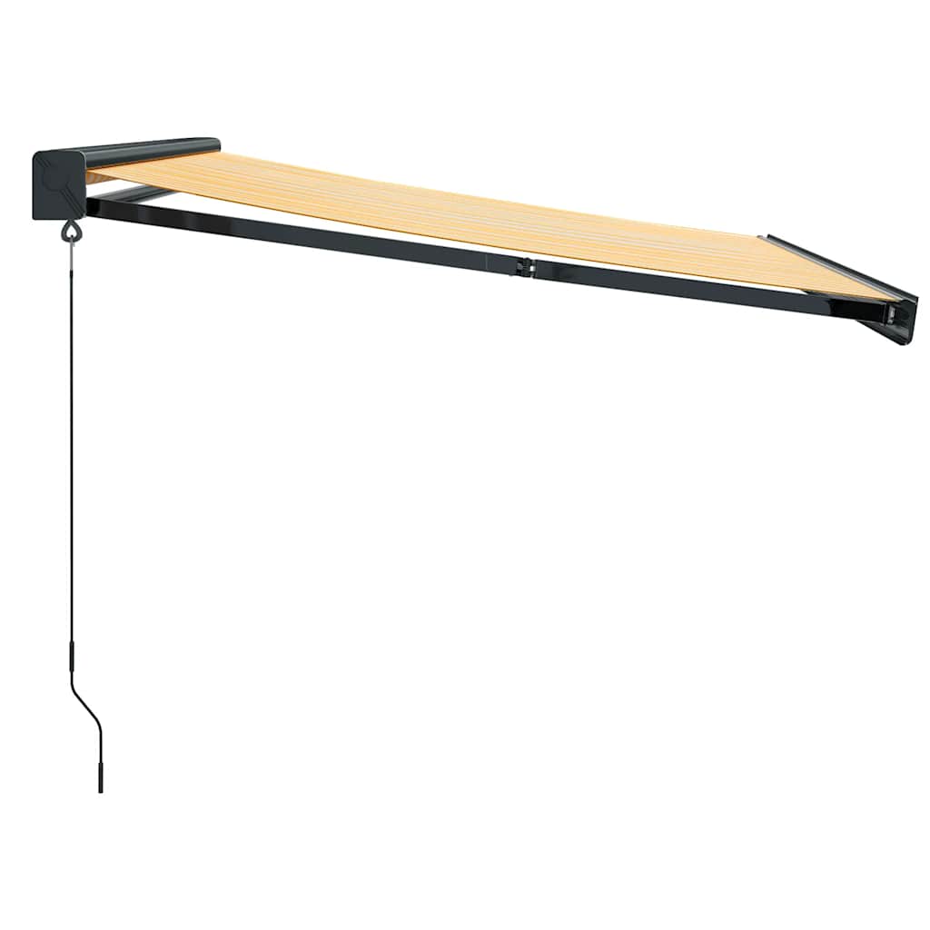 Copertină retractabilă, galben/alb, 3x2,5 m, textil/aluminiu