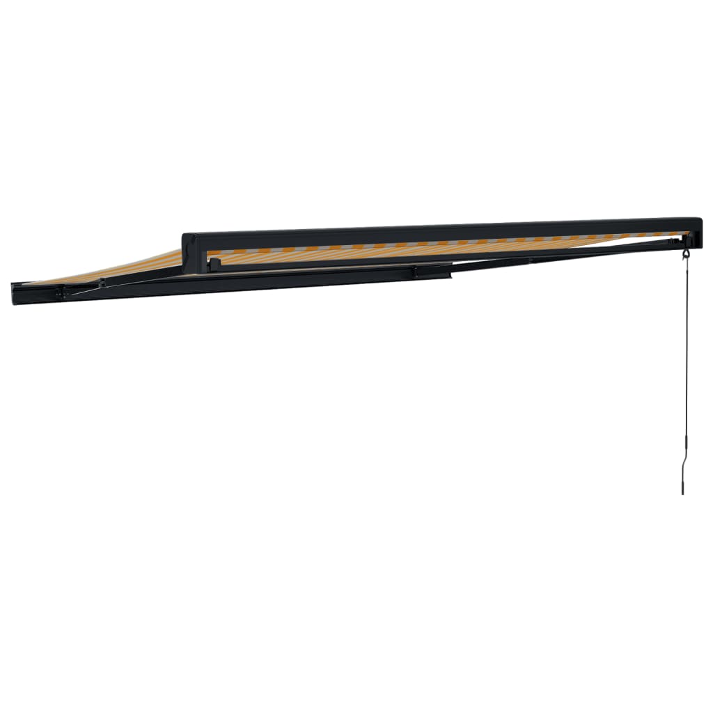 Copertină retractabilă, galben/alb, 3x2,5 m, textil/aluminiu