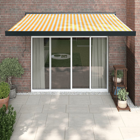 Copertină retractabilă, galben/alb, 3x2,5 m, textil/aluminiu
