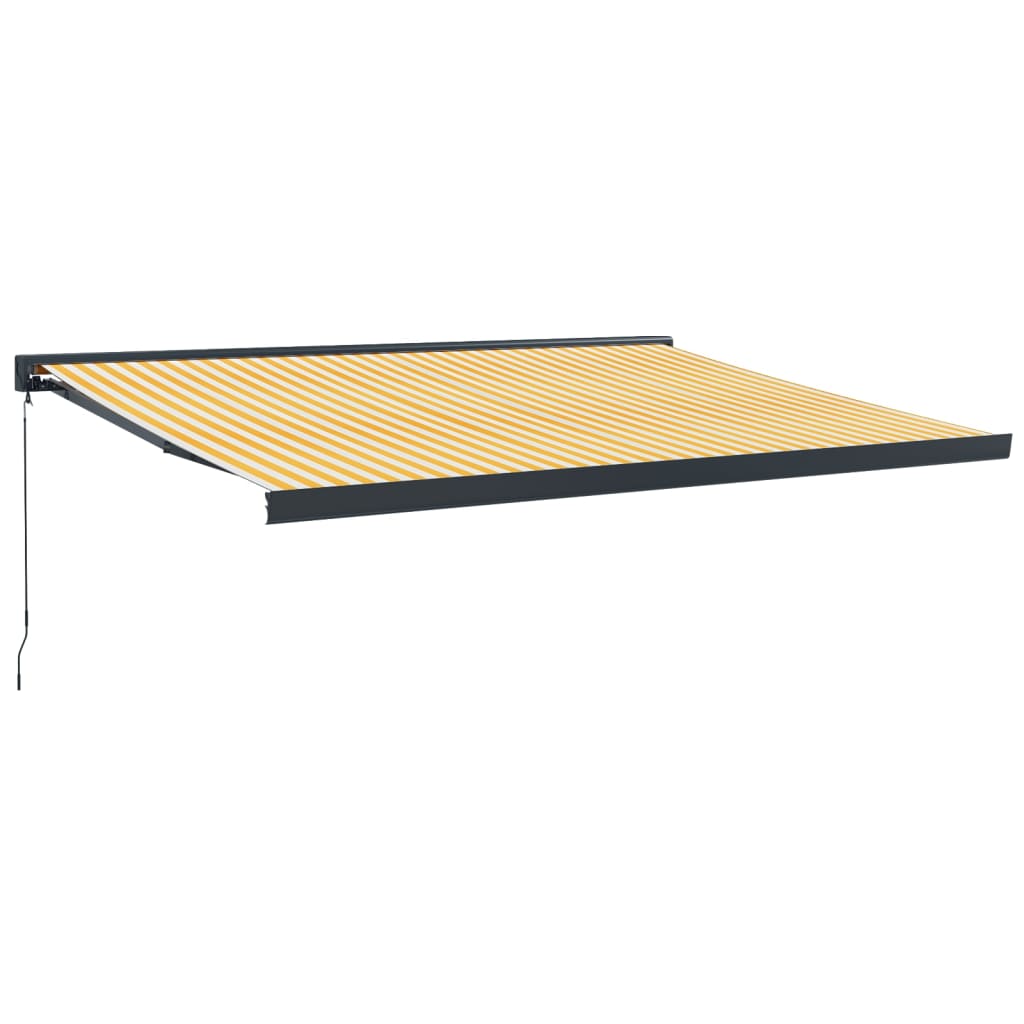 Copertină retractabilă galben și alb, 4x3 m, textil și aluminiu