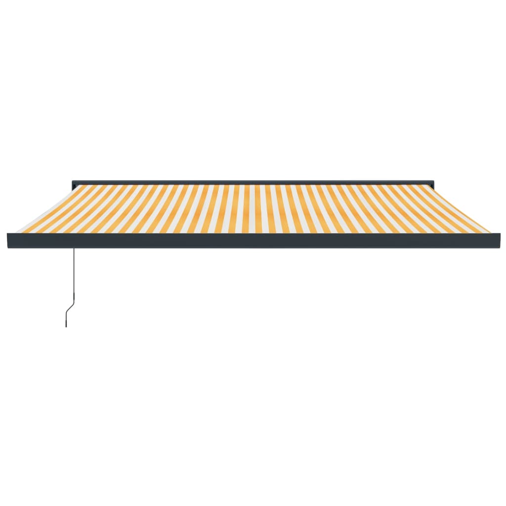 Copertină retractabilă galben și alb, 4x3 m, textil și aluminiu