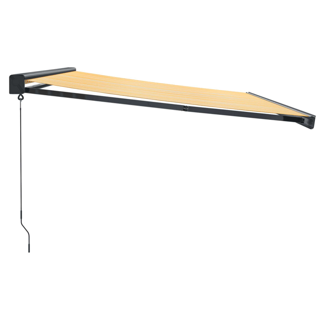 Copertină retractabilă galben și alb, 4x3 m, textil și aluminiu