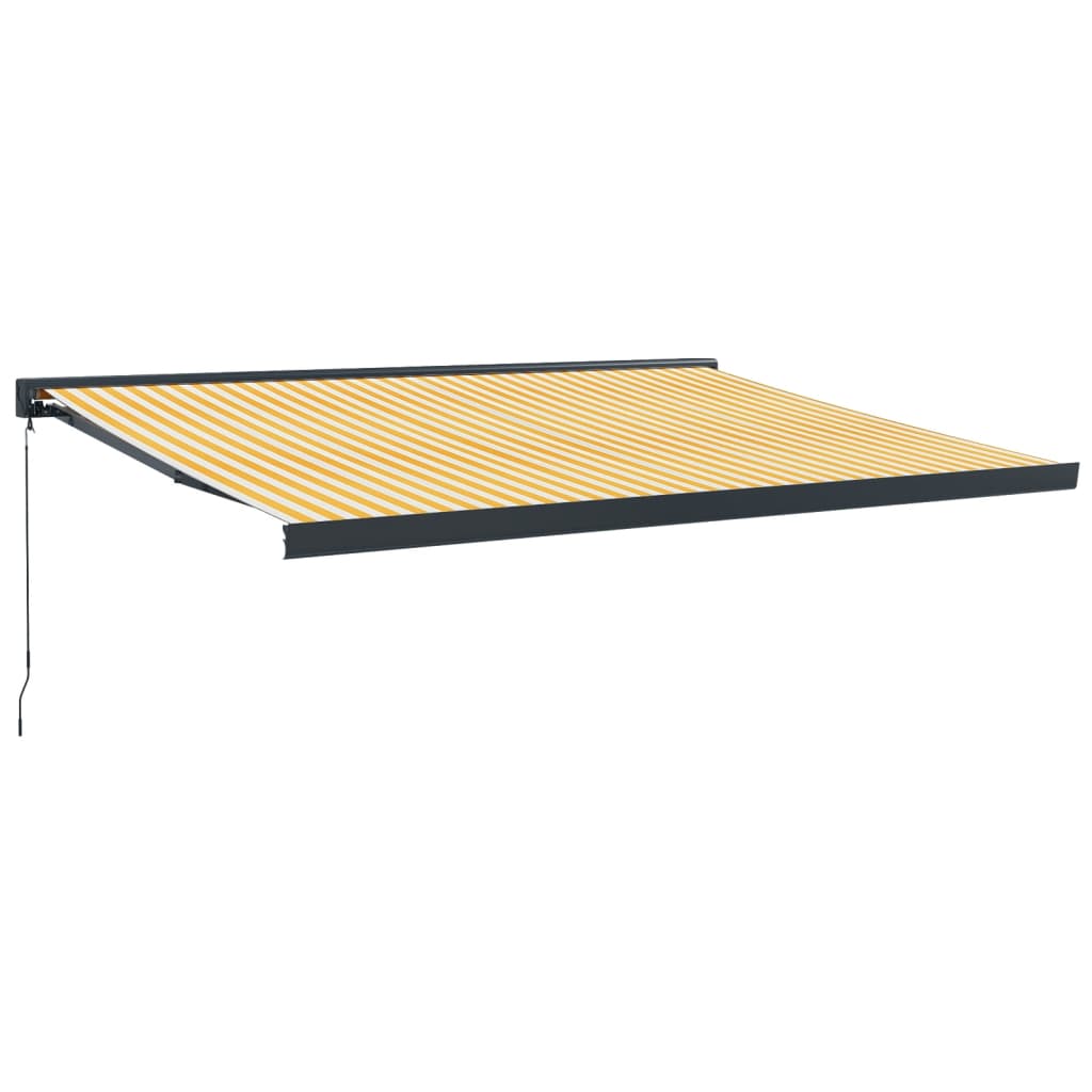 Copertină retractabilă, galben/alb, 4,5x3 m, textil/aluminiu