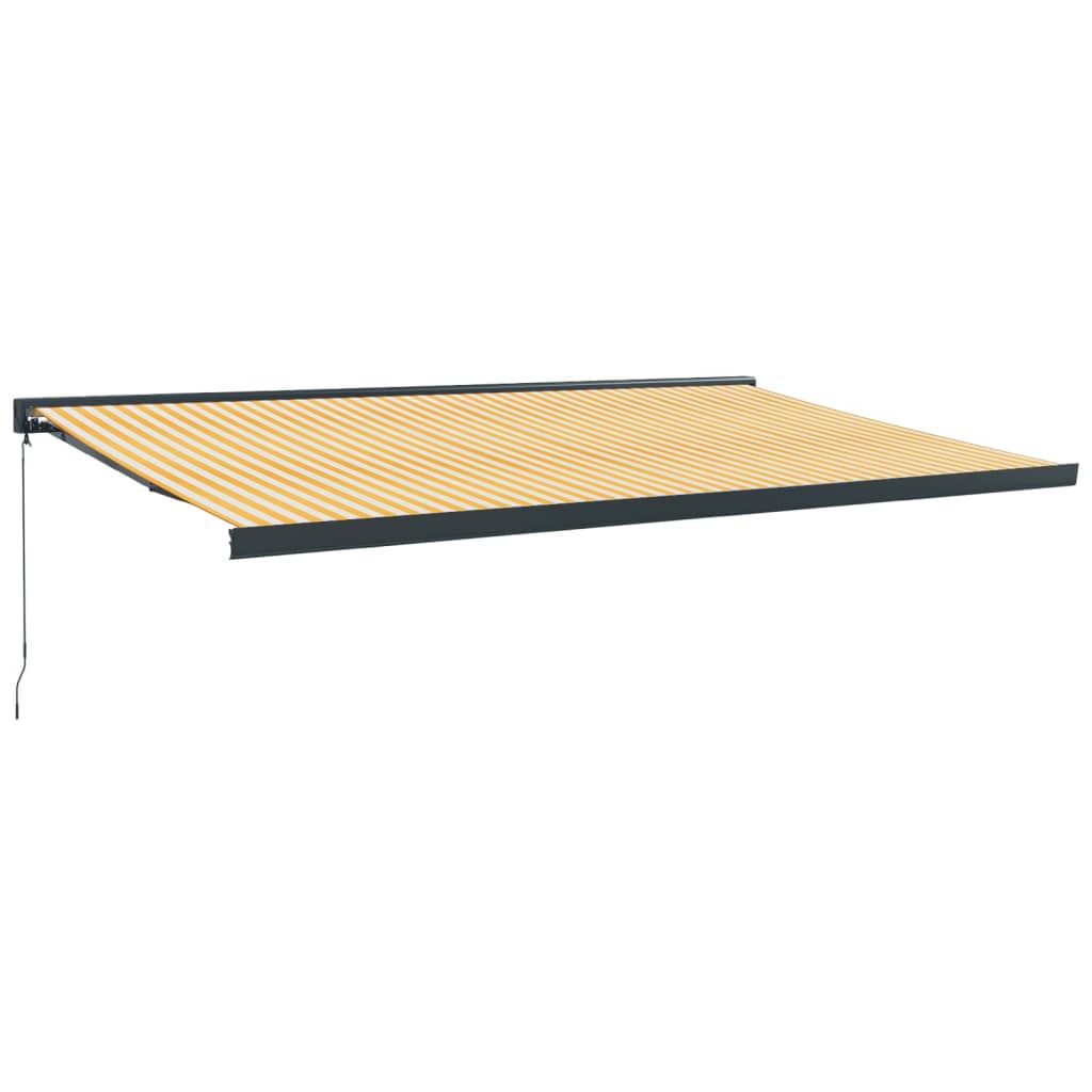 Copertină retractabilă, galben/alb, 5x3 m, textil/aluminiu