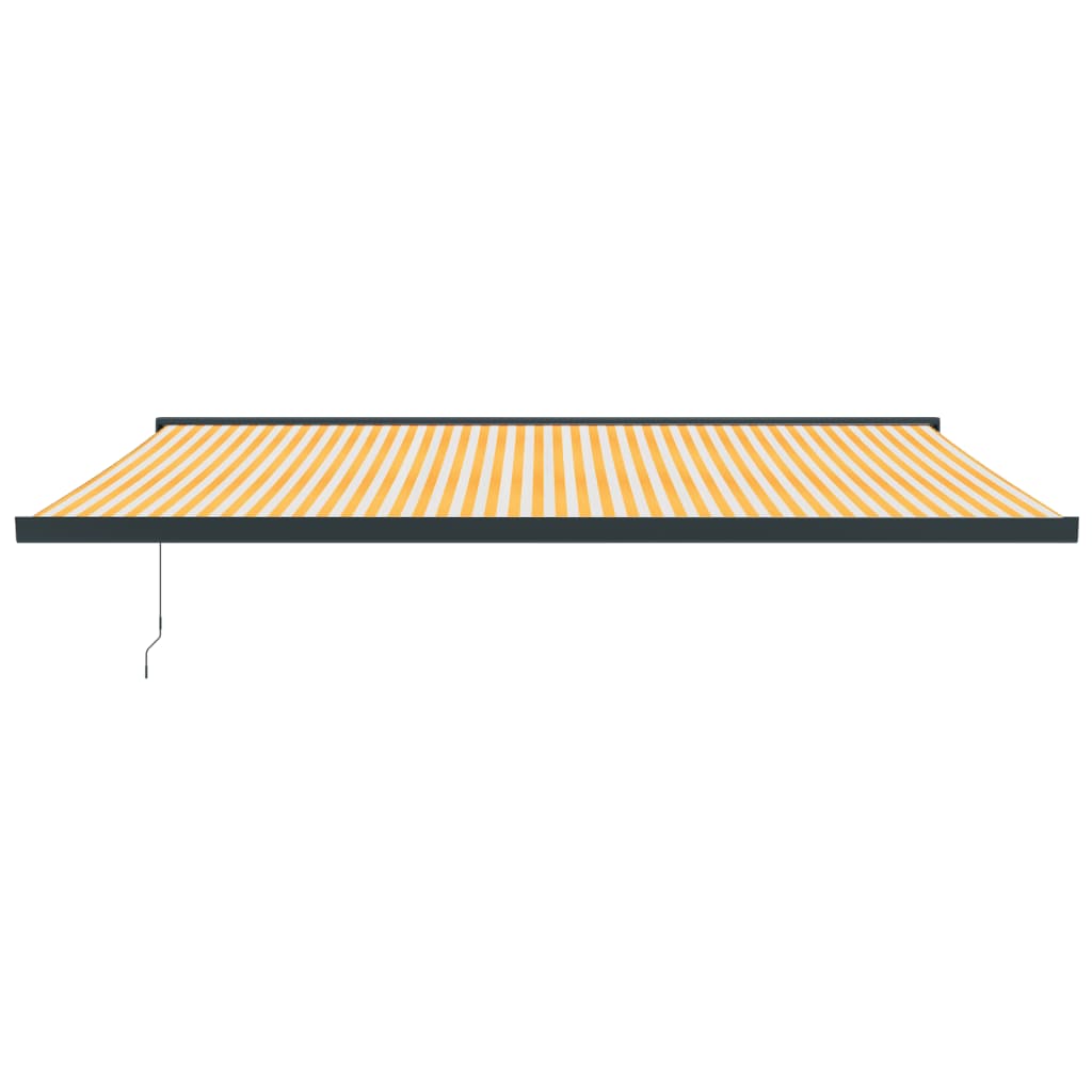 Copertină retractabilă, galben/alb, 5x3 m, textil/aluminiu