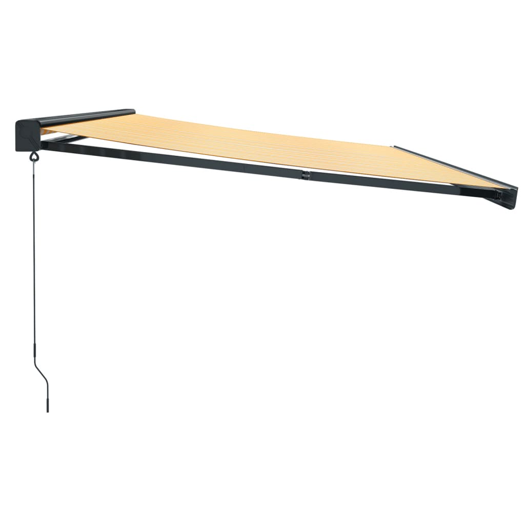 Copertină retractabilă, galben/alb, 5x3 m, textil/aluminiu