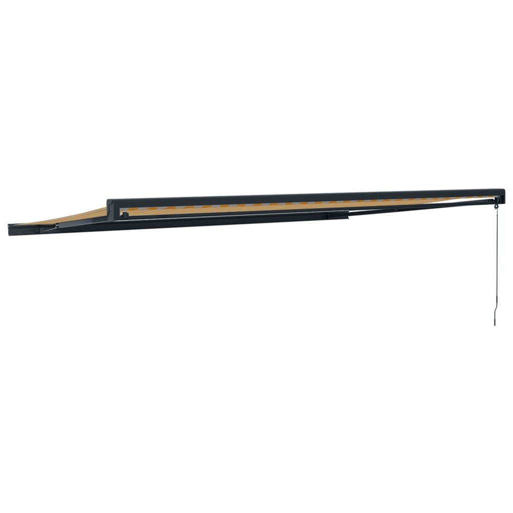 Copertină retractabilă, galben/alb, 5x3 m, textil/aluminiu