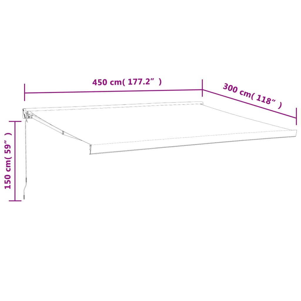 Copertină retractabilă portocaliu/maro 4,5x3 m, textil/aluminiu