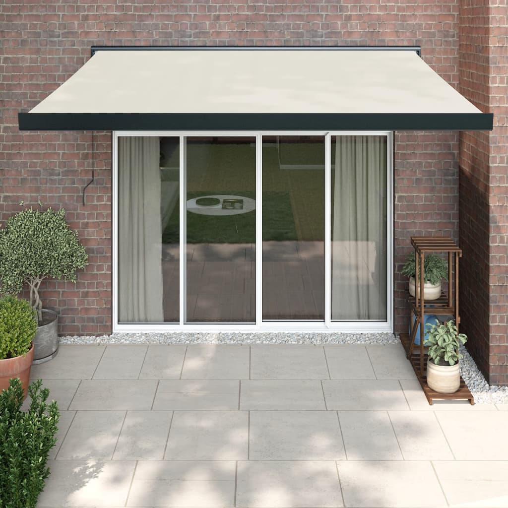 Copertină retractabilă, crem, 3,5x2,5 m, textil și aluminiu