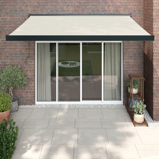 Copertină retractabilă, crem, 3,5x2,5 m, textil și aluminiu