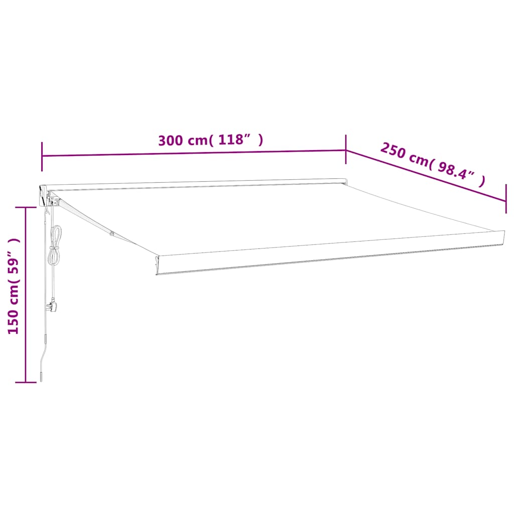 Copertină retractabilă, antracit, 3x2,5 m, textil și aluminiu