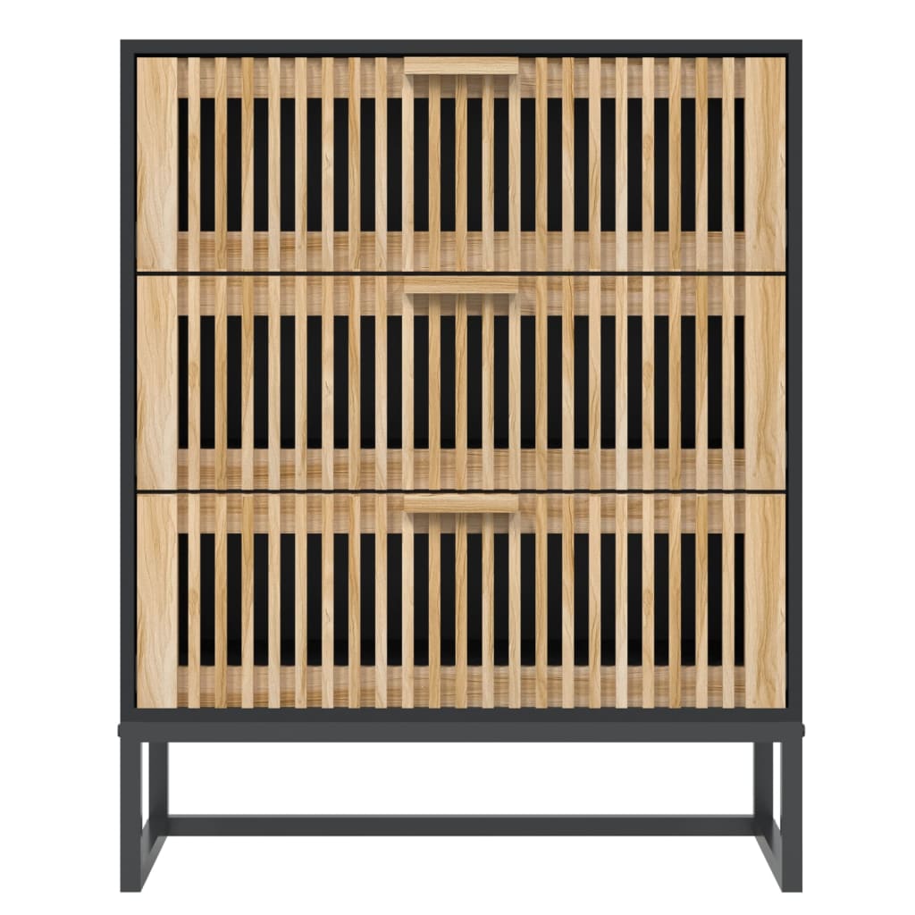 Dulap, negru, 60x30x75 cm, lemn prelucrat