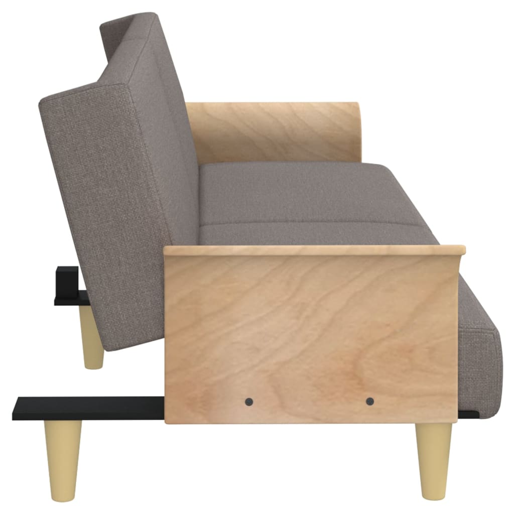 Canapea extensibilă cu cotiere, gri taupe, textil