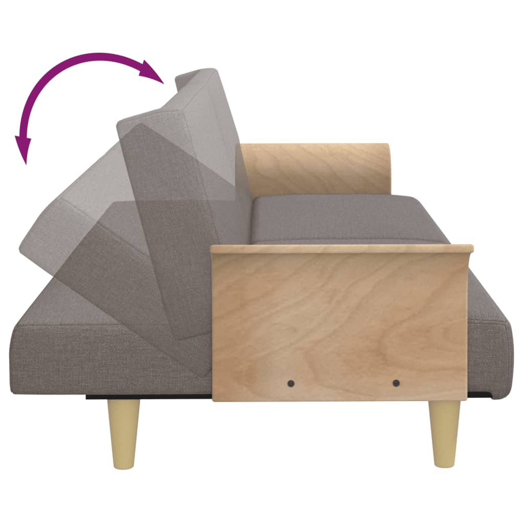 Canapea extensibilă cu cotiere, gri taupe, textil