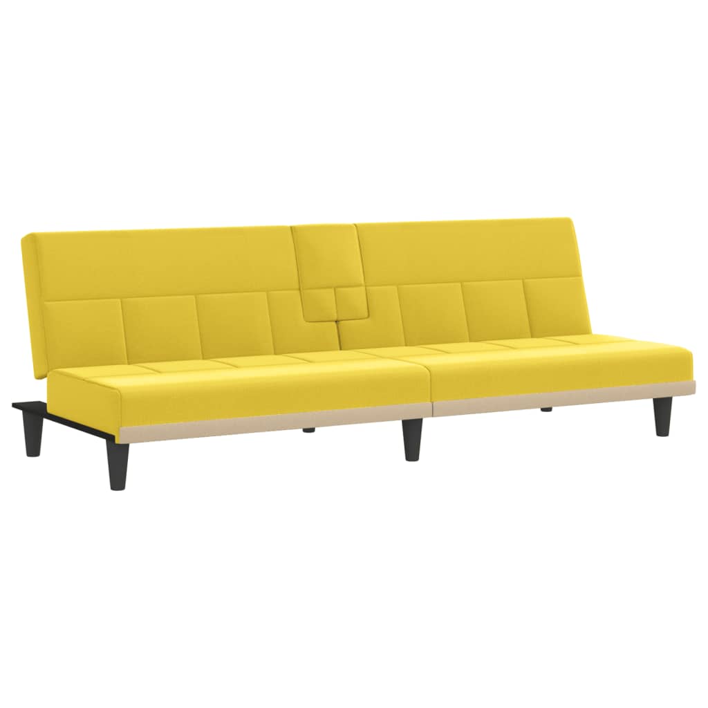 Canapea extensibilă cu suporturi de pahar, galben, textil