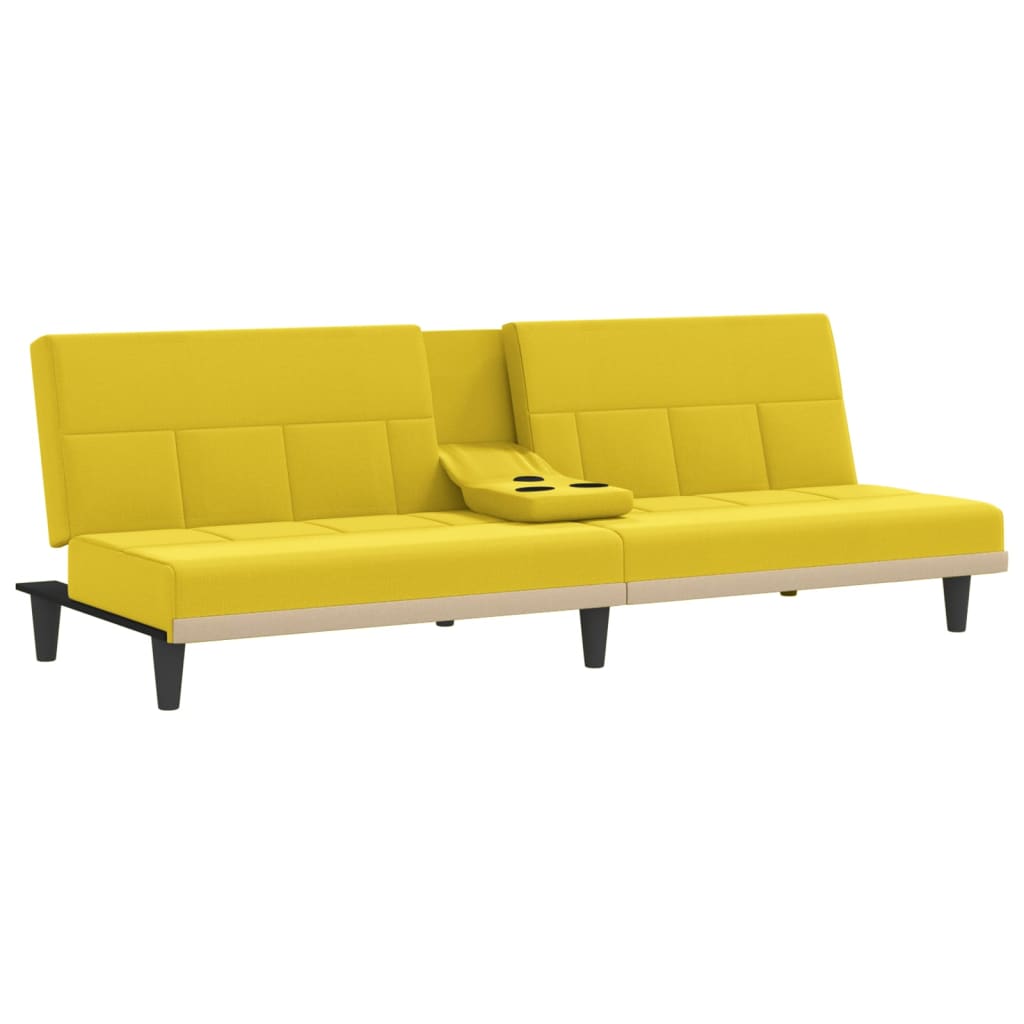 Canapea extensibilă cu suporturi de pahar, galben, textil