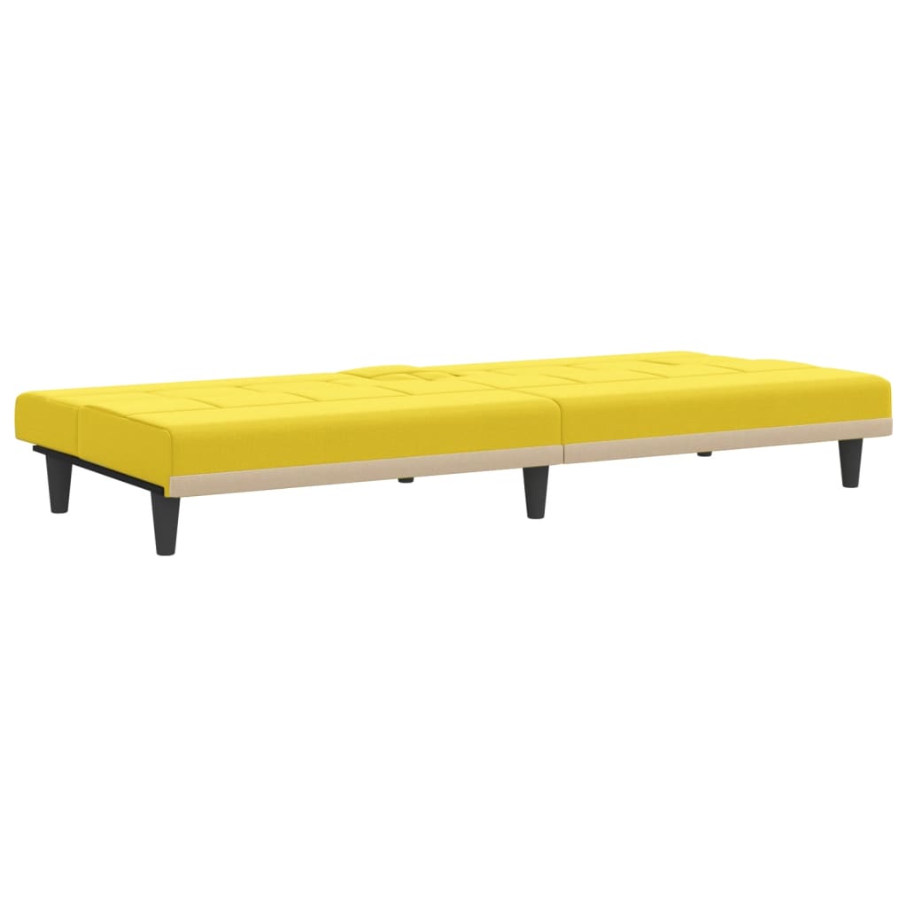 Canapea extensibilă cu suporturi de pahar, galben, textil