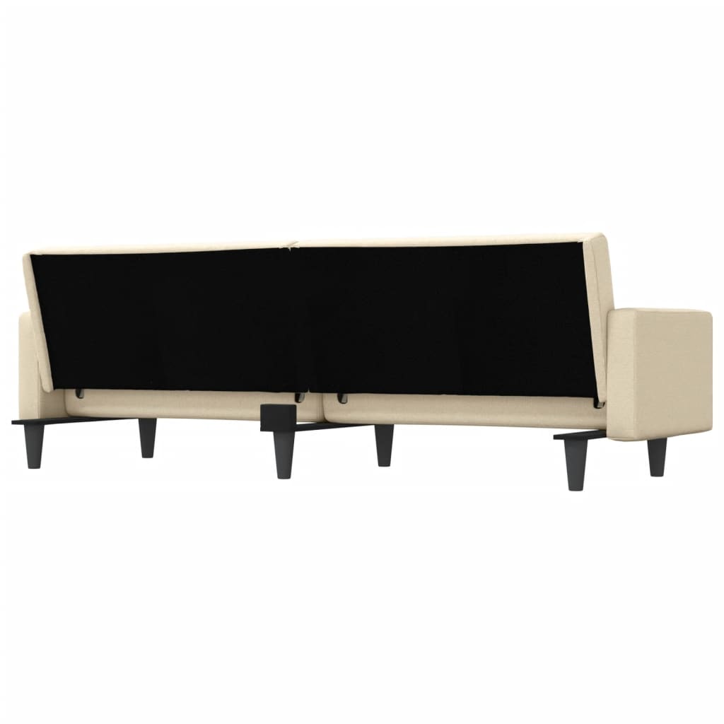 Canapea extensibilă, cu perne, crem, material textil
