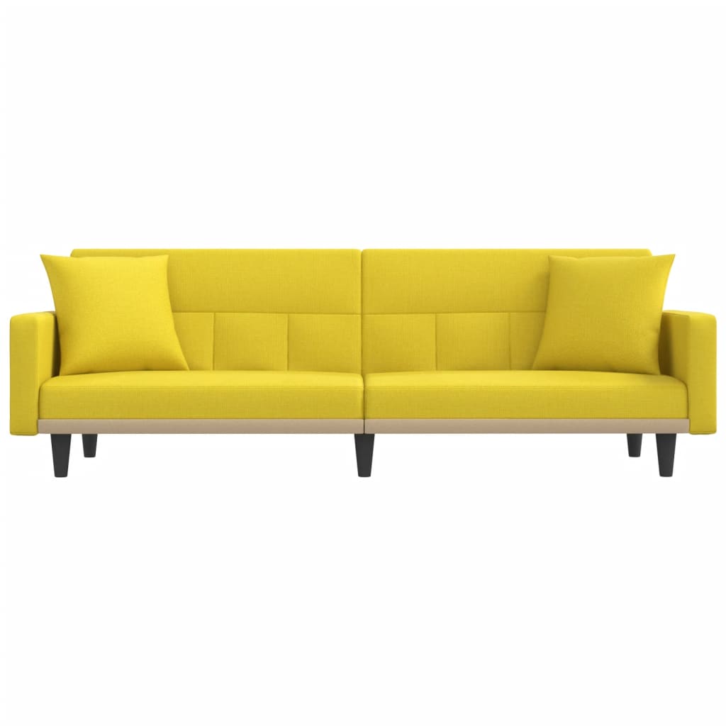 Canapea extensibilă, cu perne, galben deschis, textil