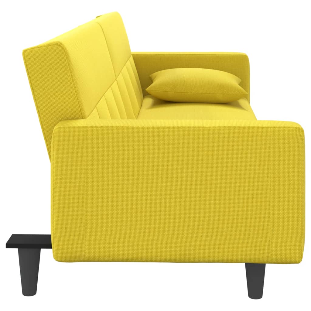 Canapea extensibilă, cu perne, galben deschis, textil
