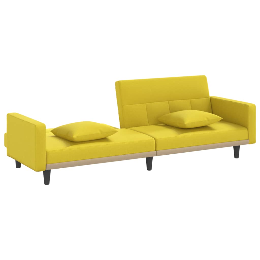 Canapea extensibilă, cu perne, galben deschis, textil