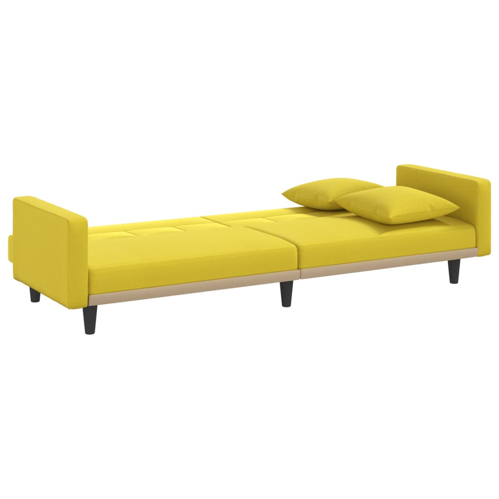 Canapea extensibilă, cu perne, galben deschis, textil