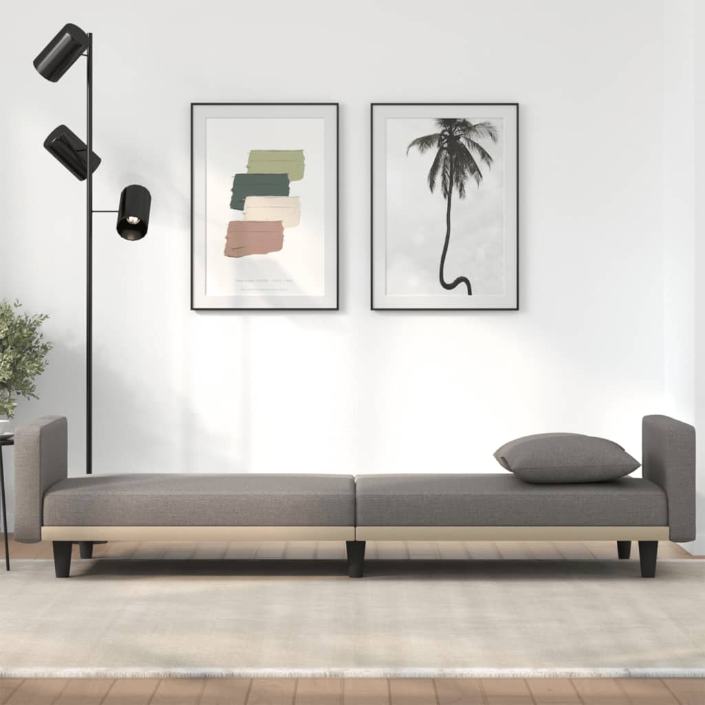 Canapea extensibilă, cu perne, gri taupe, material textil