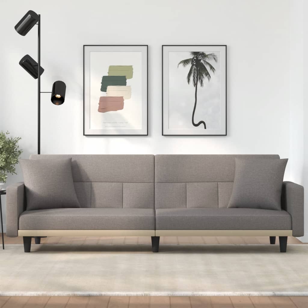 Canapea extensibilă, cu perne, gri taupe, material textil