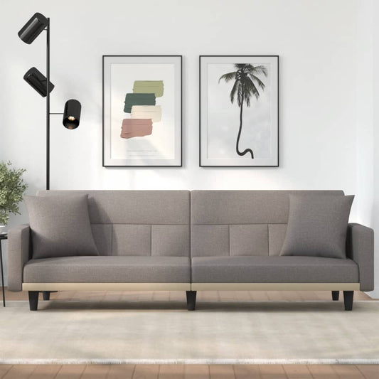 Canapea extensibilă, cu perne, gri taupe, material textil