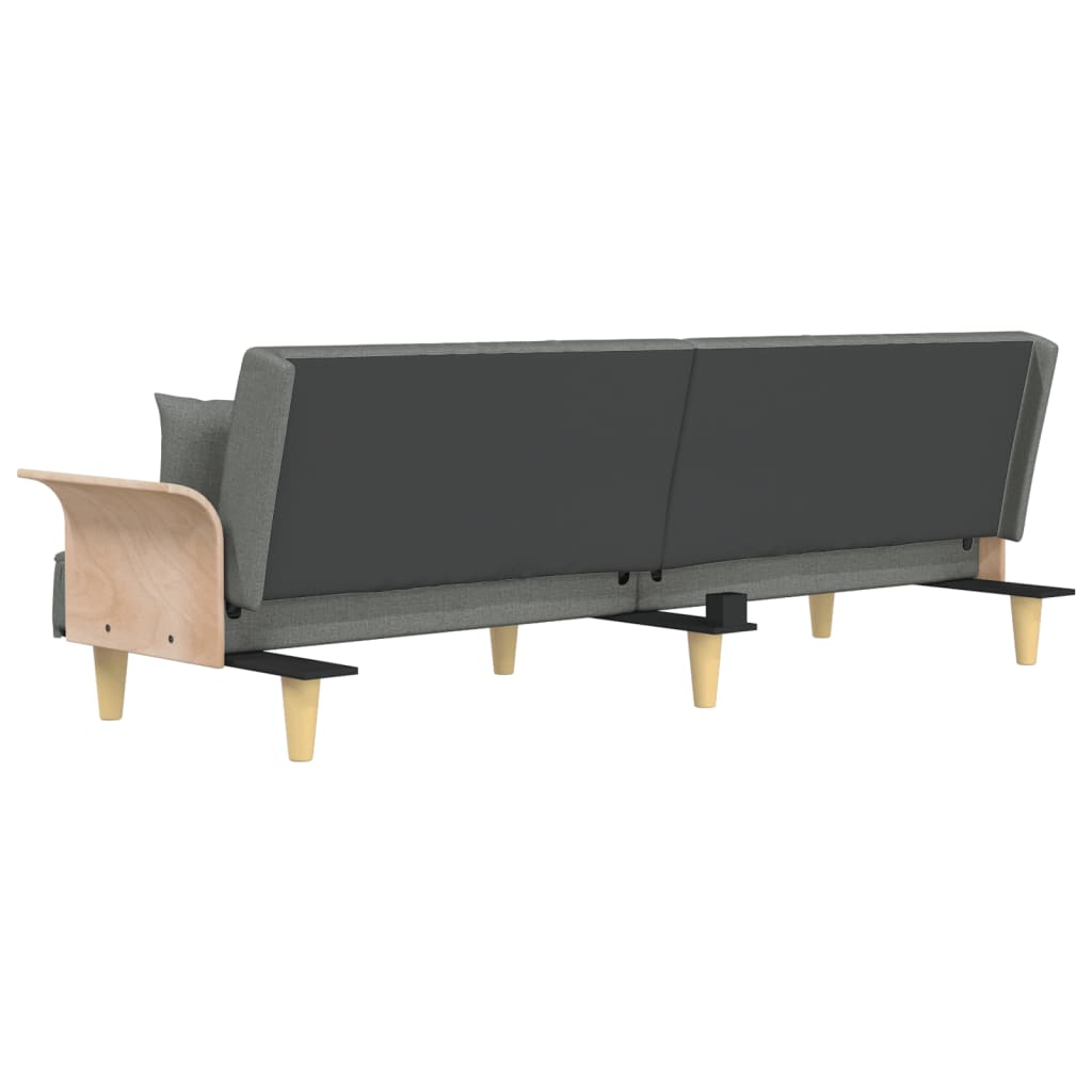Canapea extensibilă cu cotiere, gri închis, textil
