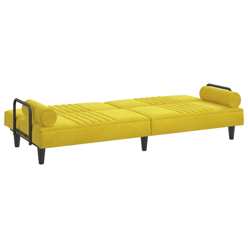 Canapea extensibilă cu cotiere, galben, catifea