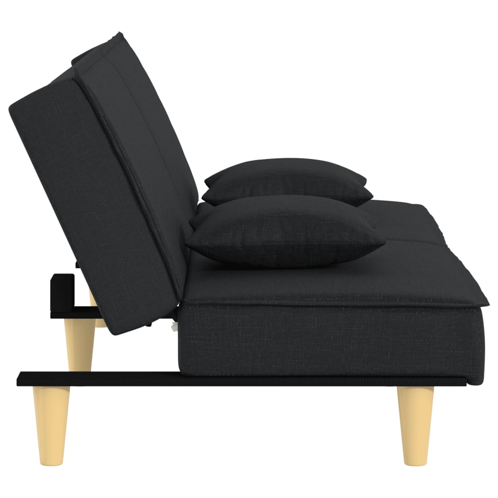 Canapea extensibilă, negru, material textil