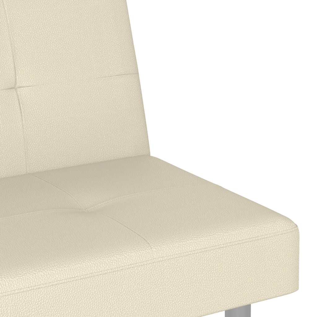 Canapea extensibilă cu suporturi pahare, crem, piele ecologică