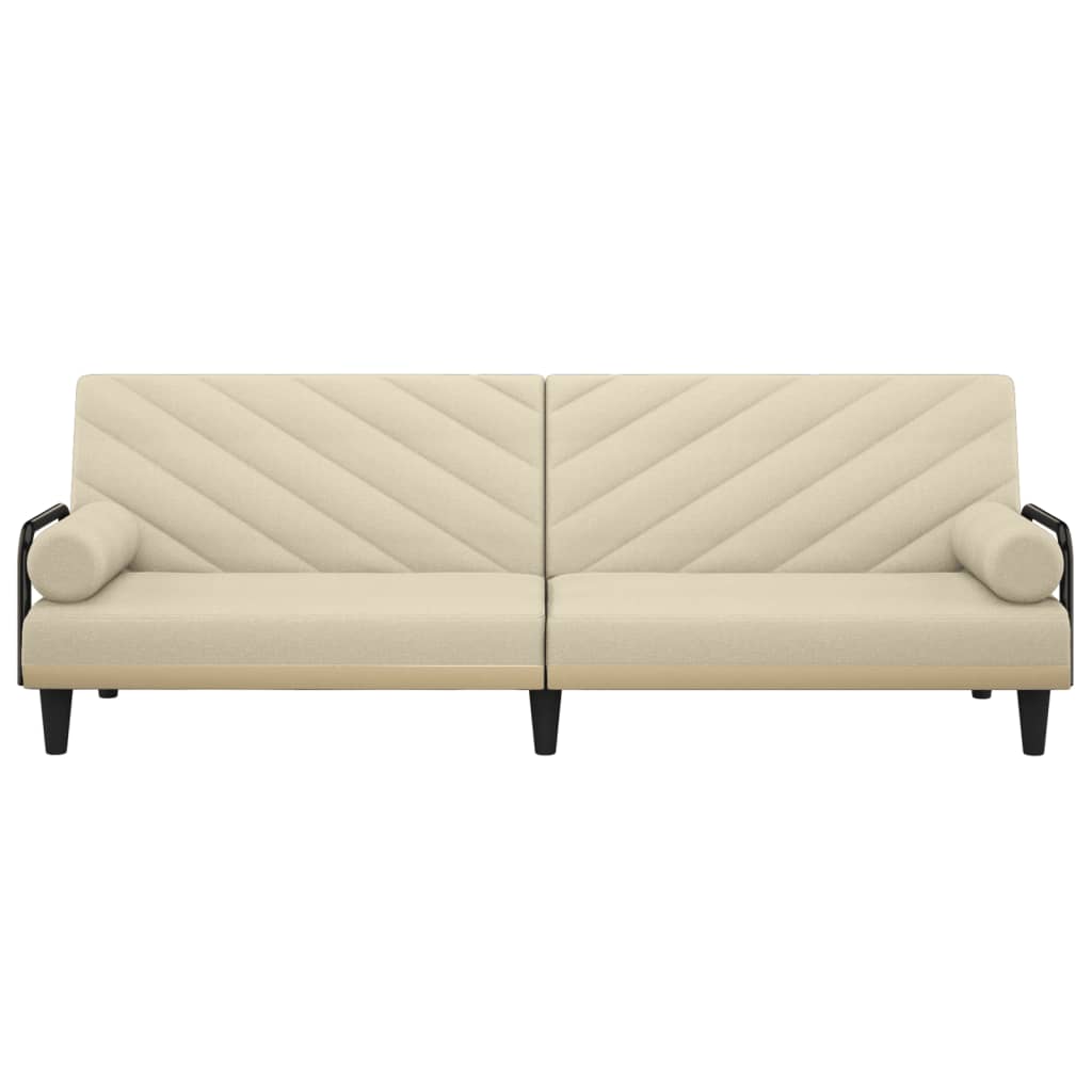 Canapea extensibilă cu cotiere, crem, material textil
