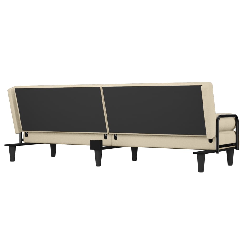 Canapea extensibilă cu cotiere, crem, material textil